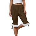 thumbnail image 6 of Hzzrkos Women Casual Fashion Solid Color Elastic‑Waist Loose Capri Pants With Pockets Relaxed‑Fit Trousers for Daily‑wear Home Outdoor Travelling, 6 of 9