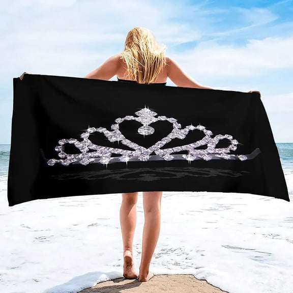 Beach Towels for Adults Crown Print Lightweight Sand Free Super Soft Fast Drying Swim Towels for The Swimming Sports Beach Gym (9)