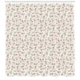 thumbnail image 3 of Floral Shower Curtain, Top View and Side View of Rosebuds and Falling Green Leaves on a Plain Background, Fabric Bathroom Set with Hooks, 69W X 75L Inches Long, Multicolor, by Ambesonne, 3 of 3