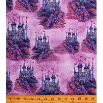 Cotton Castles Multi Fairy Enchantment Fantasy Fiction Royal Princesses Children Purple Cotton Fabric Print by the Yard (16246-99)