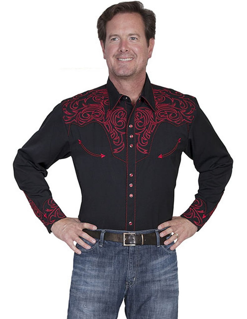 Scully Leather Scully Western Shirt Mens Long Sleeve Embroidered Snap