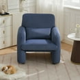 thumbnail image 4 of 2PCS Corduroy Fabric Accent Chair, Modern Upholstered Living Room Chairs with Lumbar Pillow, Wide Comfy Leisure Armchair for Bedroom, Office, Reading, Blue, 4 of 8