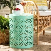 Baxton Studio Jamila Modern and Contemporary Aqua Finished metal Outdoor Side Table