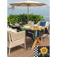 thumbnail image 6 of 60x102 Inch Outdoor Tablecloth with Umbrella Hole Zipper Rectangle Sunflower Rectangular Tablecloths Outside Waterproof Yellow Flowers Black White Plaid Watercolor Patio Table Cover for Picnic Party, 6 of 8