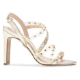 thumbnail image 3 of Cecelia New York Vanessa Gold Embellished Sandal Clear Open Toe High Pumps (Gold, 6), 3 of 6