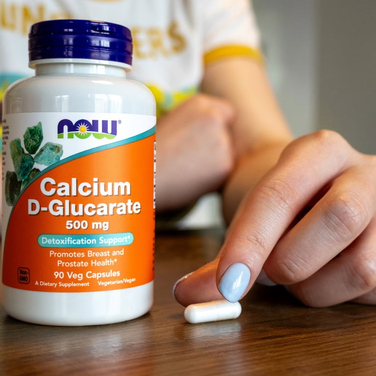 glutathione and calcium d-glucarate NOW Supplements, Calcium D-Glucarate 500 mg, Detoxification Support* 90 Veg  Capsules