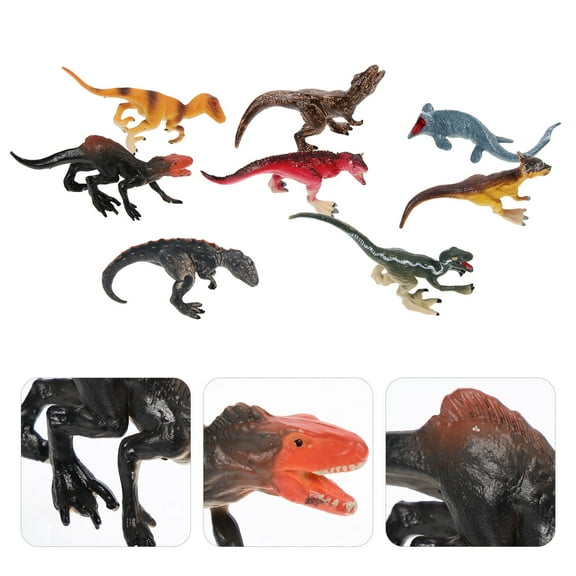 HOOWIFFY 8pcs Dino Cake Topper Dinosaurs in Assorted Color for Cake Decorating