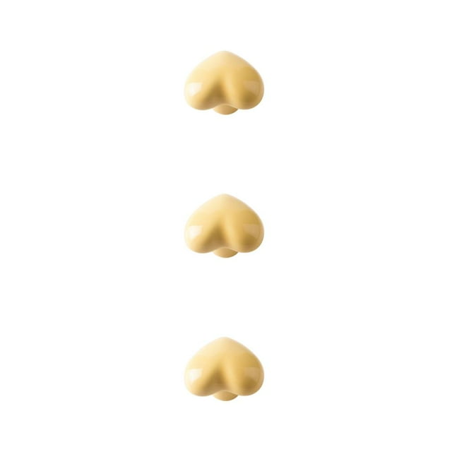 kurtrusly Cabinet Handle Heart Shape Solid Color Replacement Decorative Home Kitchen Bathroom Drawer Door Pull Knob Accessories Yellow 3Set