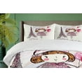 thumbnail image 4 of Ambesonne Paris Duvet Cover Sets, Hearts on Eiffel Tower, 2-Queen, Pale Pink Purple White, 4 of 7