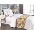 thumbnail image 2 of Floral Boho Bed Runner, Romantic Exotics Pattern with Flower and Leaf Pattern on Neutral Back, Decorative Accent Bedding Scarf for Hotels Homes & Guest Rooms, Twin, Vermilion Fern Green, by Ambesonne, 2 of 3