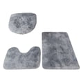 thumbnail image 1 of FloreceBien Alfombra de pelo largo teñida de felpa para inodoro, juego de tres piezas de almohadillas antideslizantes para pies, absorbente para baño, 1 of 5