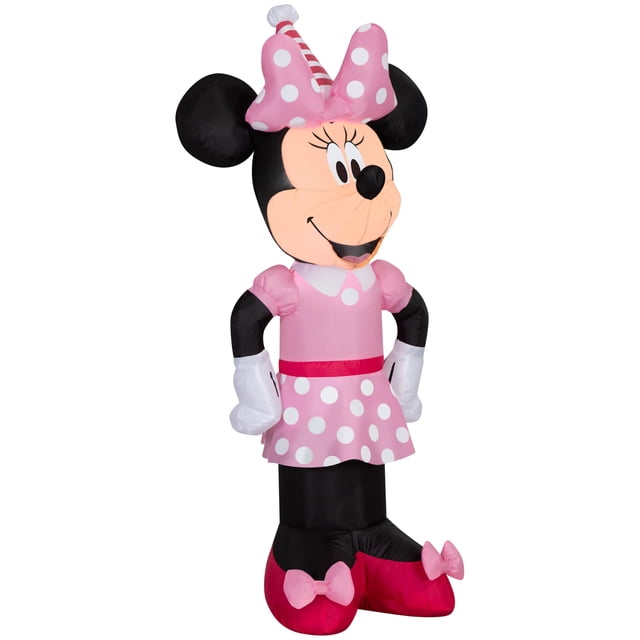 Decoración inflable iluminada de Minnie Mouse Gemmy de 1,2 m para cumpleaños