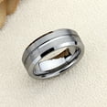thumbnail image 2 of Free Engraving Personalized Custom Engraving Men's Women's Tungsten Wedding Band 7mm Shiny Grooved Center Brushed SidesSZ: 10.5, 2 of 6
