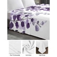 thumbnail image 6 of Purple Eucalyptus Leaves King Size Flat Sheet, Wrinkleproof & Fadeproof Cooling Flat Bed Sheet Only, Watercolor Botanical Summer Breathable Soft Bedding Top Sheets 105 x 98 Inches, 6 of 8