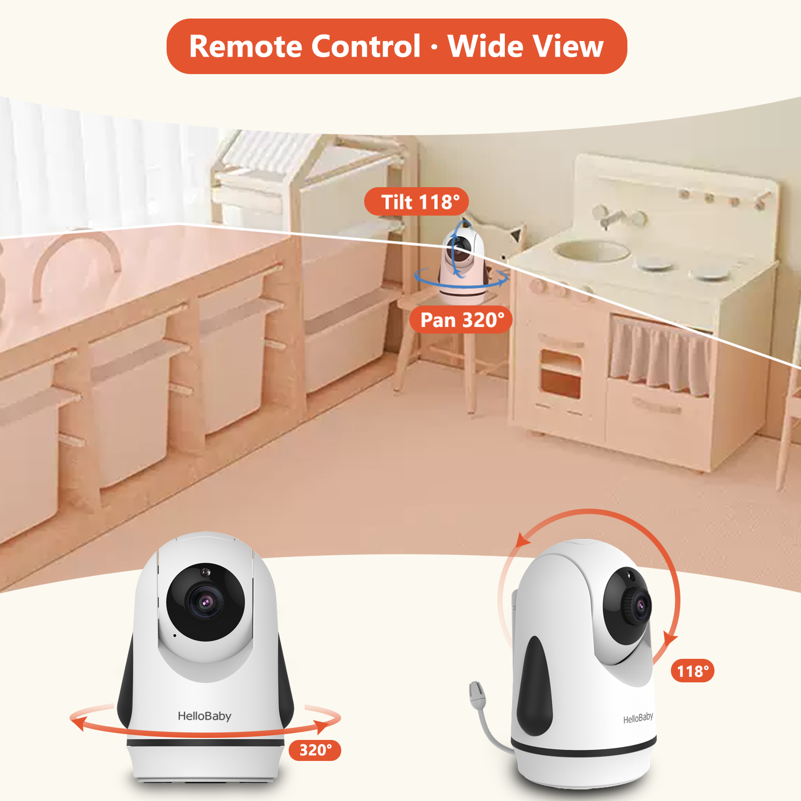 HelloBaby HB6352 Video Baby Monitor, 5" LCD, No WiFi photo 5