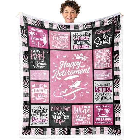 Retirement Sherpa Fleece Throw Blanket Retirement Gifts for Women 2024 Best Retirement Gifts - Happy Retirement Blanket Gifts for Nurse Coworker Boss Lady Friend Woman 50''x60''