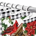 thumbnail image 5 of Christmas Winter Shower Curtain, 72" x 72", Cardinal Flowers Bird Poinsettia Log Cabin Waterproof Bathroom Curtain Washable Shower Curtain Set with 12 Hooks, 5 of 6