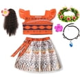 thumbnail image 5 of Girls Moana Fantasy Children Summer Dress Flying Sleeve Carnival Costume Kids Princess Party Elegant Cosplay Vaiana Clothes Set, 5 of 5