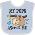 thumbnail image 3 of Inktastic My Pops Loves Me with Sloth and Hearts Boys or Girls Baby Bib, 3 of 4