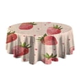 thumbnail image 5 of Strawberry Plants Fruit Heart Beige Pattern Round Tablecloth 60"x60",Wrinkle Wipeable Table Cloth for Kitchen Dining Room Picnic Patio Party, 5 of 6