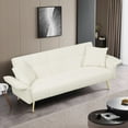 thumbnail image 6 of 70.1" Convertible Futon Sofa Bed, Double Sofa Bed with Folding Armrests, Foldable Couch Convertible Loveseat Sleeper Daybed for Small Spaces, Bedroom, Living Room, Office, Apartment, Beige, 6 of 8