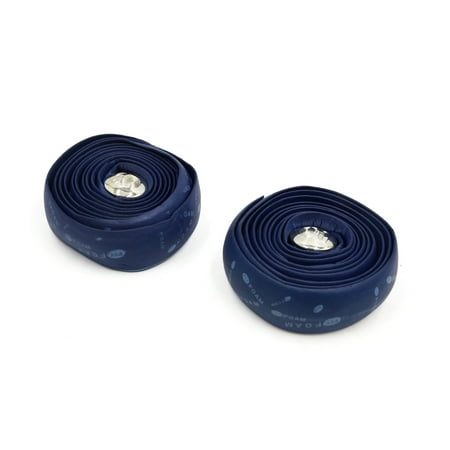 - 2Pcs Rubber Foam Blue Cycling Bicycle Cork Handlebar Tape Wrap Ribbon w Bar End