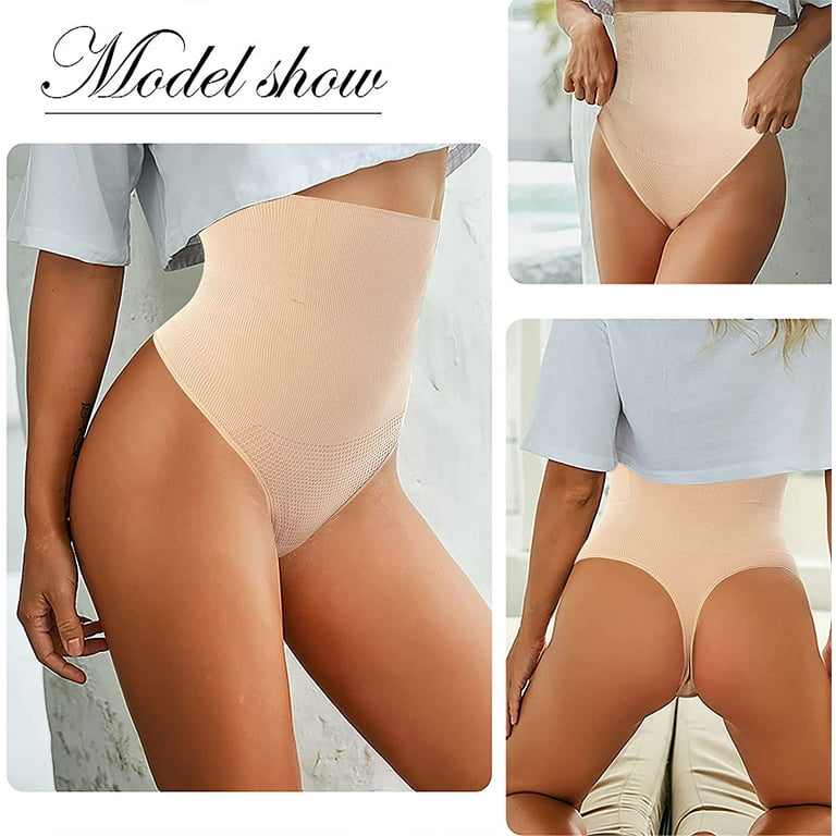 Valanda 2 Packs Lace Stripe High Waist Compression Underwear Tummy Control  Panty for Women