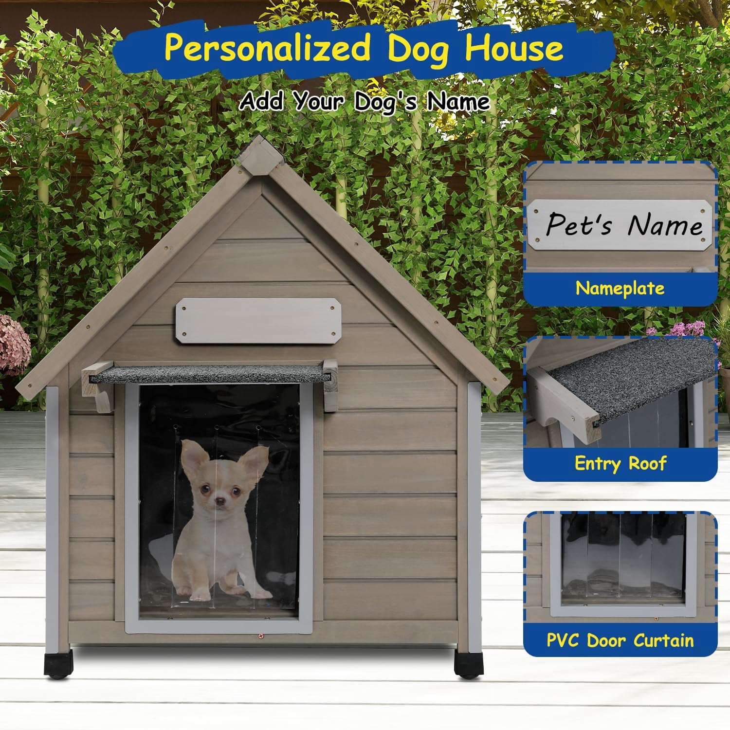 Gowoodhut Outdoor Dog House Waterproof for Medium Sized Dogs , Weatherproof Dog house Indoor Outside Kennel Puppy Shelter
