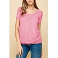 thumbnail image 3 of Made by Johnny Women's Scoop Neck Short Sleeve Pleated Front Blouse Tunic Top XL PINK, 3 of 6