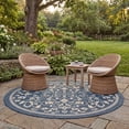 thumbnail image 3 of Safavieh Courtyard Nanda Botanical Indoor/Outdoor Area Rug, Navy/Beige, 5'3" x 5'3" Round, 3 of 11