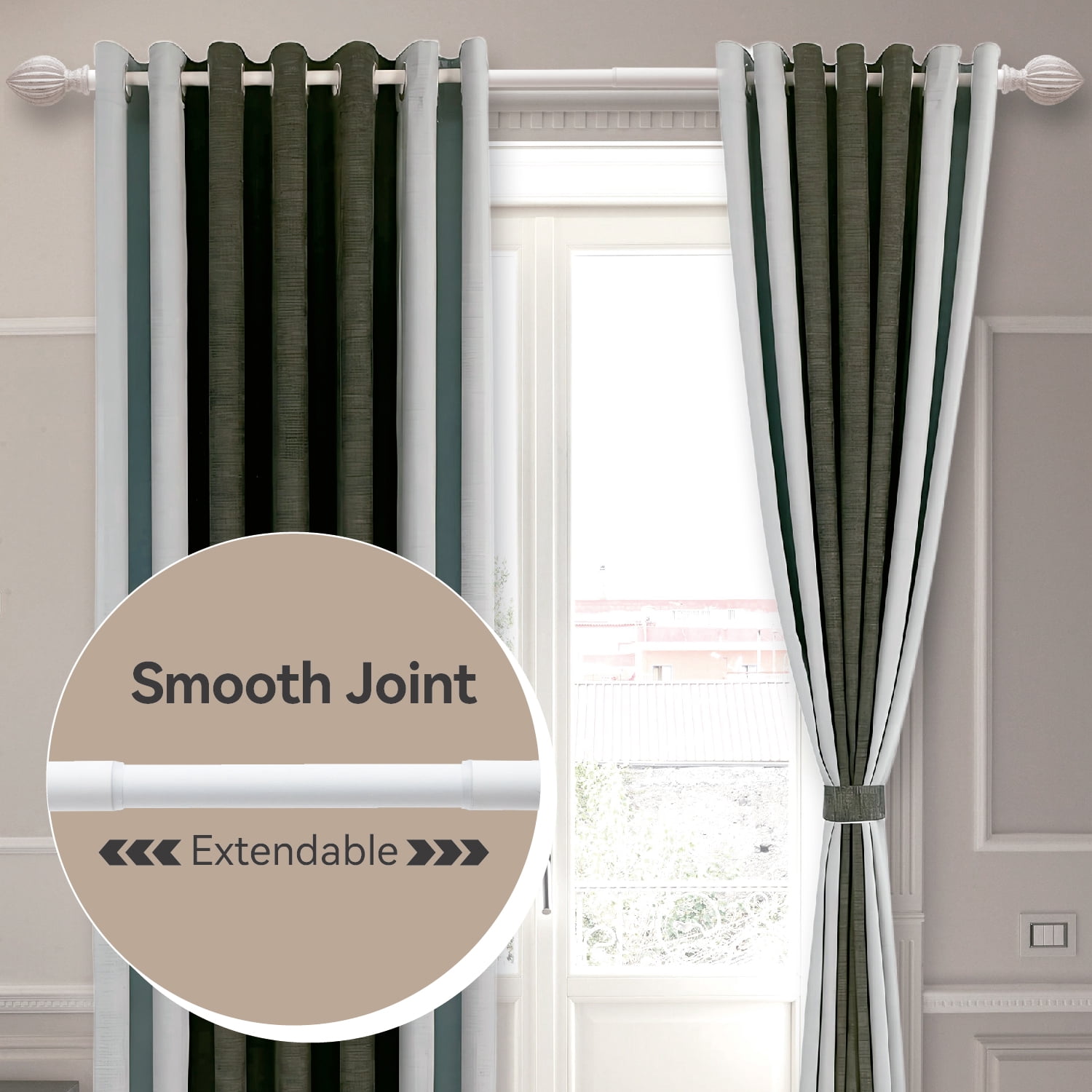 WL.Rocaille 3/4" Adjustable Standard Curtain Rod, 8"-48"