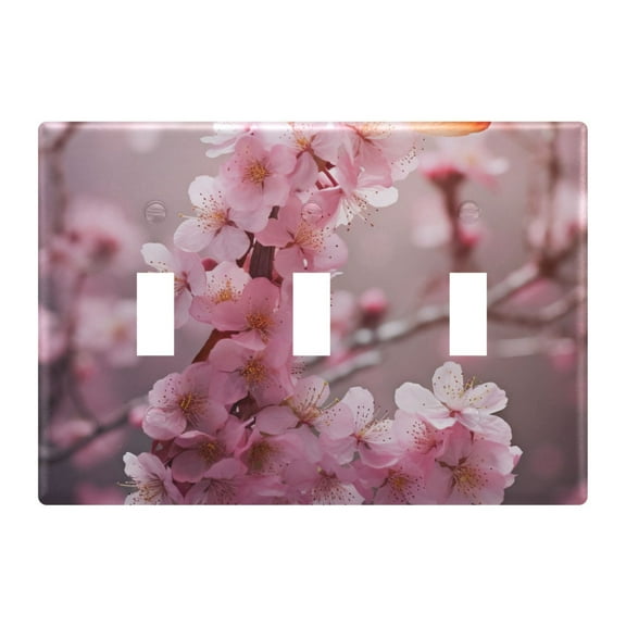 3 Gang Switch Covers Blooming Cheery Flowers Light Wall Plate Home Faceplate Switch Plates 6.37”x4.48”