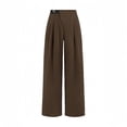 thumbnail image 4 of LEBONYARD Women Sweatpants,Women's Fashionable High Waisted Business Casual Work Straight Leg Wide Leg Suit Pants with Pockets Coffee XXL, 4 of 8