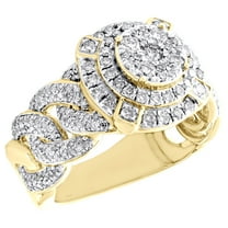 10K Yellow Gold Round Diamond Miami Cuban 14mm Pinky Ring Statement Band 1.50 CT