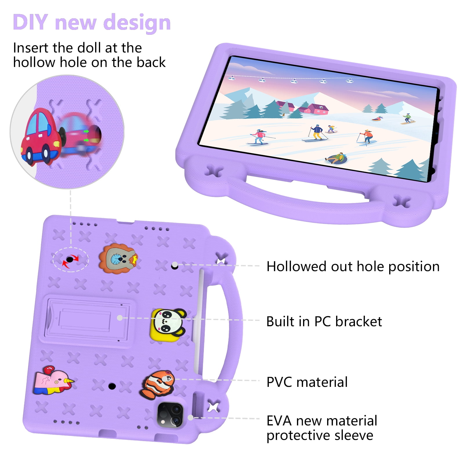 Rugged Case for Apple iPad A16 11th Gen 11 inch 2025 & iPad 10th Gen 10.9" with Screen Protector Film, Shockproof EVA Foam Cover with Adjustable Shoulder Strap, Built-in Kickstand, Child-Friendly