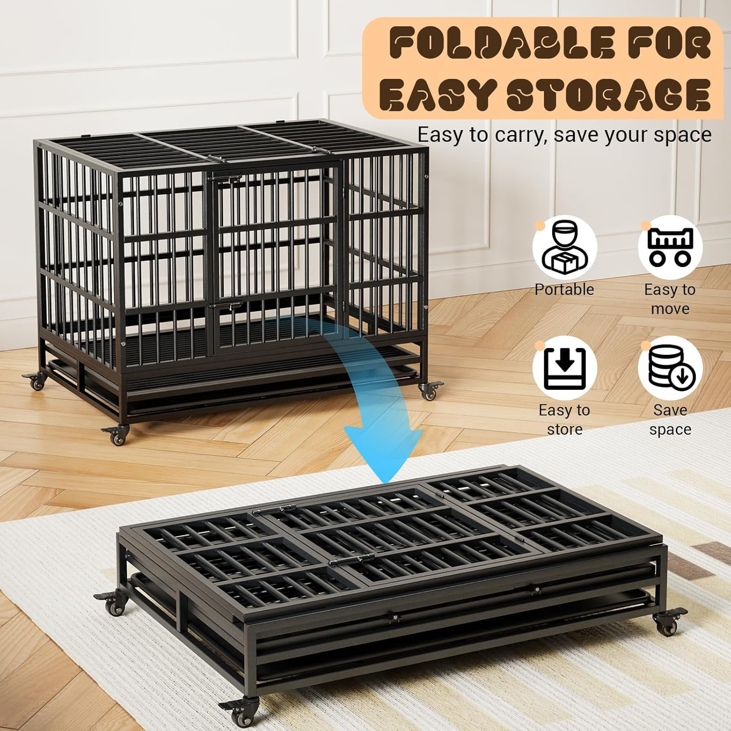 Accreate Easy Assembly Heavy Duty Dog Crate - Portable and Secure Cage for Your Pet