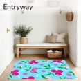 thumbnail image 3 of ODIKA 3'x5' Machine Washable Non-Slip Area Rug, Playful Juicy Berry Pop Illustration with Sprinkled Sweetness Accents High Traffic Rug with Pad, Blue, 728248, 3 of 8