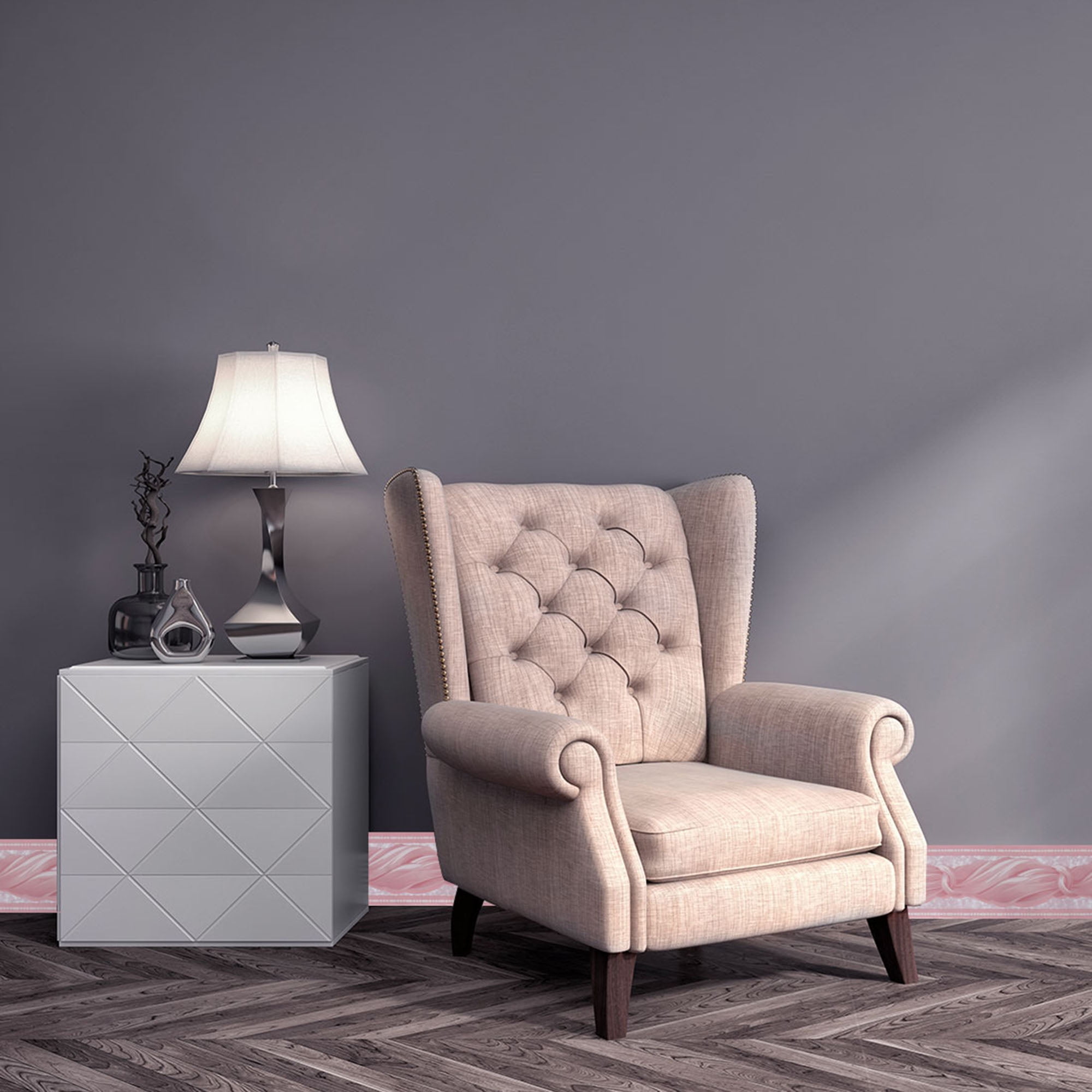 Unique Bargains Pink Wave Pattern Self Stick Wall Paper Border Water