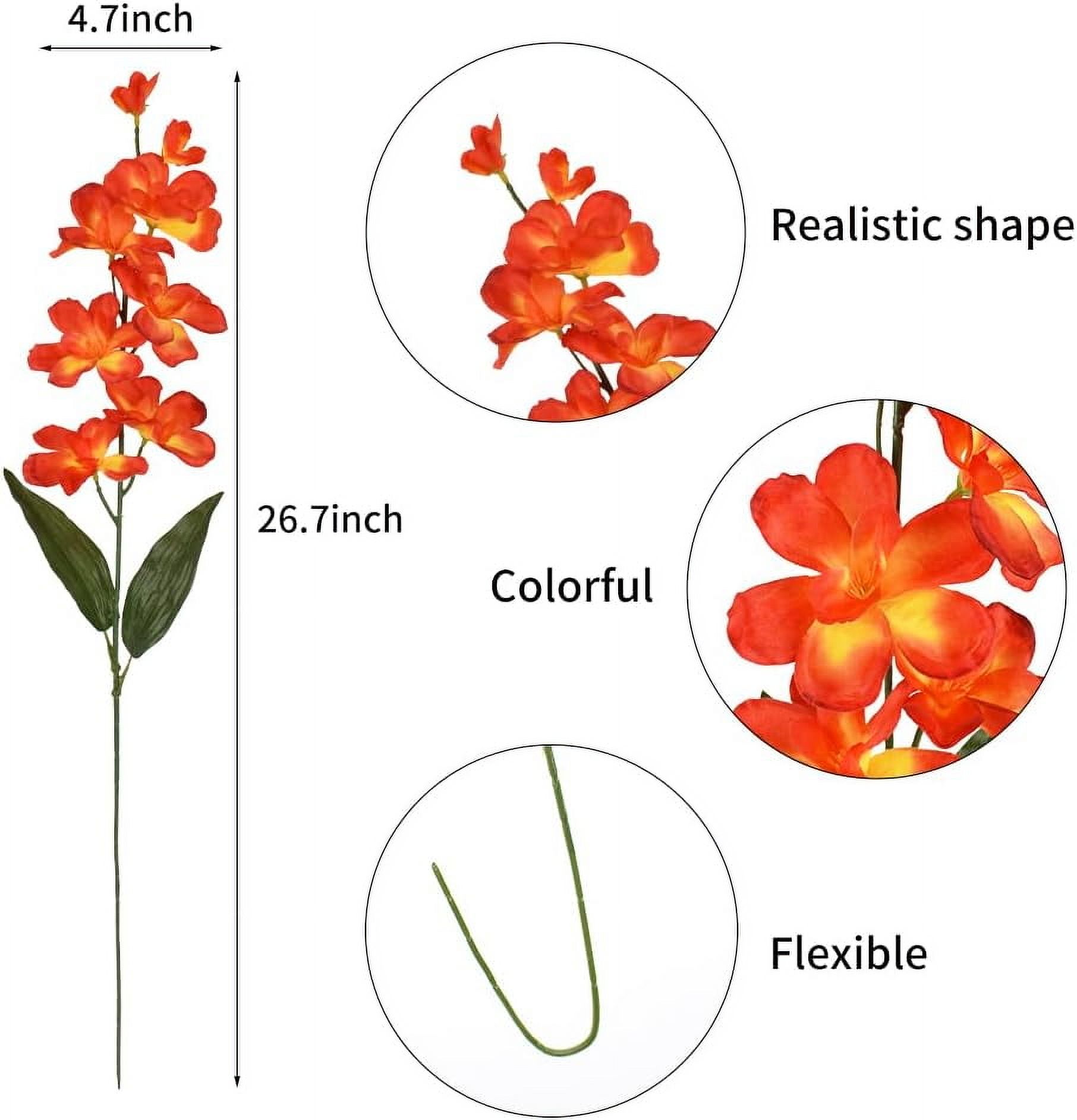 HUIANER 27'' Artificial Orchid Stems, 12Pcs Orange Silk Turquoise Orchids Flowers for Wedding Bridal Bouquet Boutonniere Wreath Table Centerpiece Outdoor Decor