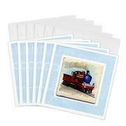 3dRose, Vintage Red Blue Childs Train, 6 Greeting Cards with envelopes