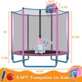 thumbnail image 2 of KOFUN 66" Mini Trampoline for Kids, 600LBS 5.5FT Indoor Outdoor Toddler Trampoline with Enclosure Net, Basketball Hoop and Ball, Small Trampoline Gifts for Boys and Girls Ages 1-8, Pink, 2 of 9
