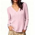 thumbnail image 5 of Smsaxvxz Sweaters for Women Lightweight Loose V-neck Long Sleeve Hollow Out Knit Pullover Tops Fall Fashion Blouse Pink XL, 5 of 9