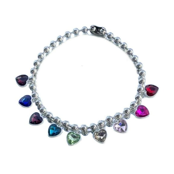 Oasiva Fashion Heart Necklace Chunky Bead Chain Choker Colorful Statement Heart Pendant