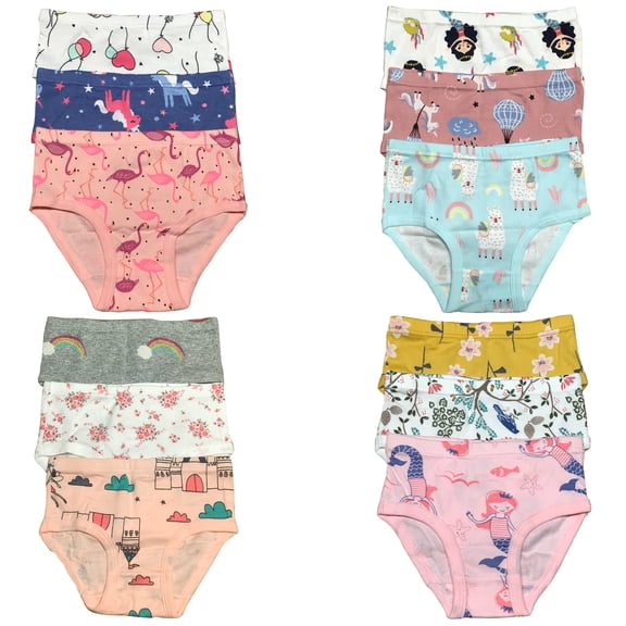 Adorable Essentials: B&Q's Trendy 12-Pack Cotton Briefs for Stylish Toddlers and Little Girls, Sizes 2T-7T