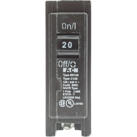 Eaton Cutler-Hammer BR120 Interchangeable Circuit Breaker, 20A, (10-Pack),Black