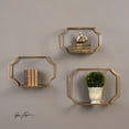 thumbnail image 2 of Uttermost Lindee 3-Piece Metal and Glass Wall Display Shelf Set in Gold/Clear, 2 of 10