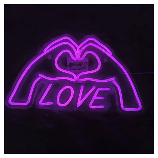 Letrero Luminoso De Neón "Love To The Heart" Para Dormitorio, Sala Estar, Club, Bar, Fiesta, Decoración Pared 43x25cm