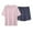 Pink, variant on SwiftWear Women's Summer Cotton Pajama Set with Built-in Bra Pads: Loose Short Sleeve Top & Tie Drawstring Shorts – Cozy, Breathable Loungewear
