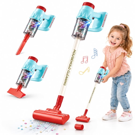 JoyStone Kids Vacuum Cleaner Toy with Lights & Music, 3-in-1 Pretend Cleaning Vacuum for Toddlers, Household Role Play Toy for Boys & Girls Ages 3