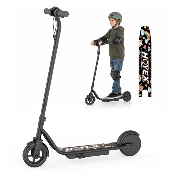 HQYEX HQ4 Foldable Electric Scooter, 250W Motor Kick Scooter with 6.5 Inch Solid Tires, 9 MPH Max Speed, 10 Miles Range, 111Wh Rechargeable Battery, Lightweight Portable Folding Scooter for Adults,